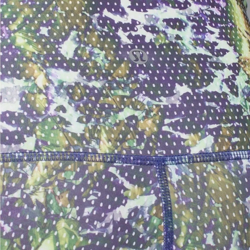 lululemon athletica Purple & Green Abstract Cropped Leggings